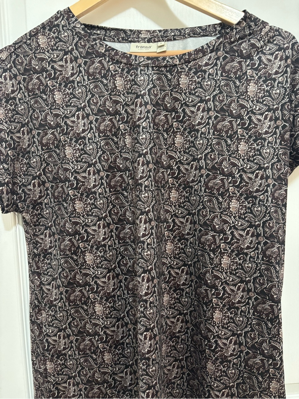 Fransa Black Floral Paisley Short-Sleeve Tee